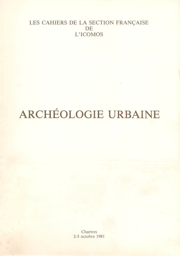 Couverture du cahier : Archéologie urbaine