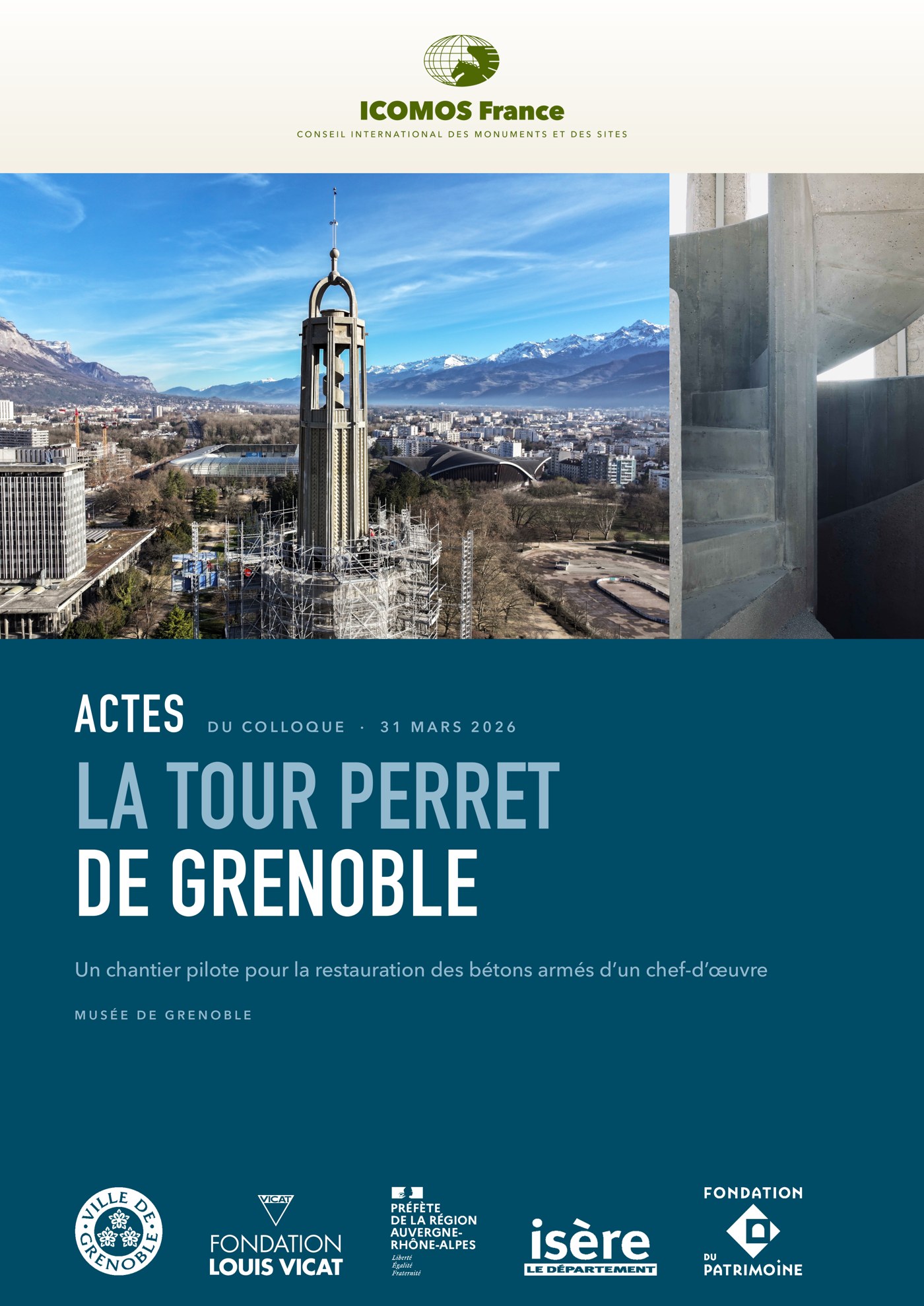 Couverture des actes du colloque La Tour Perret de Grenoble, ICOMOS France